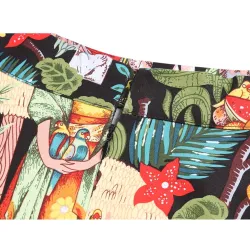 Vintage - jupe haute taille - fleurs & tirage Halloween - crânes - coton