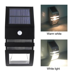 LED solaire Lumière - Extérieur - Capteur de mouvement - Acier inoxydable - Noir - Blanc