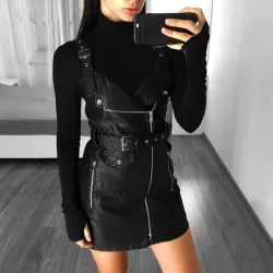 Mode mini robe en cuir