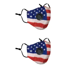 2 - 4 pièces - PM2.5 - masque protecteur / bouche avec valve d'air & filtre - réutilisable - drapeau américain