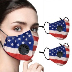 2 - 4 pieces - PM2.5 - protective face / mouth mask with air valve & filter - reusable - American flagMouth masks