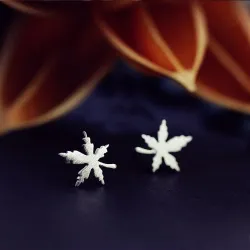 Silver plated - maple leaf - stud earringOorbellen