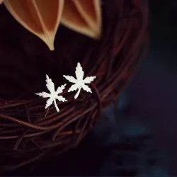Silver plated - maple leaf - stud earringOorbellen