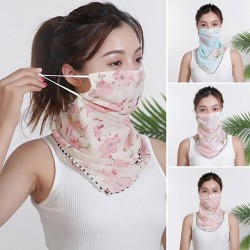 Chiffon foulard - face / cou / couverture bouche avec boucles d'oreille - protection anti-UV
