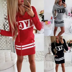 Gedrukte NYC-letters - mini-jurk met lange mouwen - hoodieHoodies & Truien