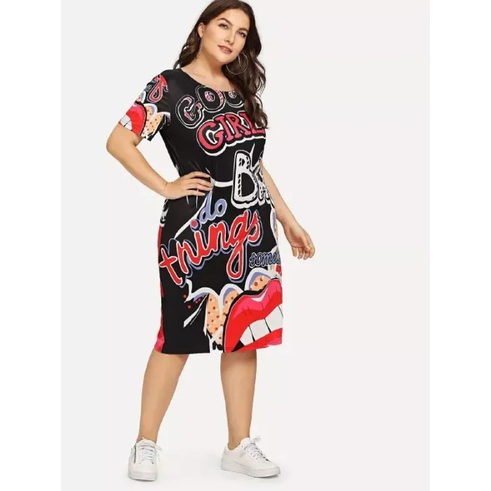 Grande taille - Impression drôle - Robe d'été - XL-5XL