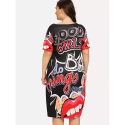 Large size - Funny print - Summer dress - XL-5XLJurken