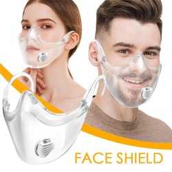 Protective transparent mouth / face mask - plastic shield with air valve - reusable