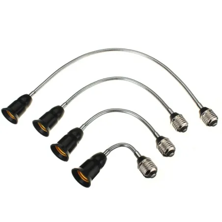 20/30/40/60cm - E27 - Black - Flexible - Extension - Socket - LED Light Bulb - Base HolderHome