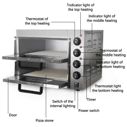 Four électrique - pour pizza / poulet / pain - acier inoxydable - double couche