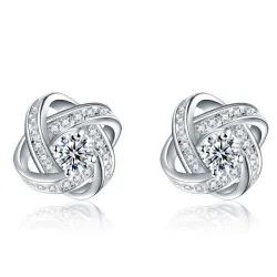 Exclusieve kleine ronde oorbellen met kristallen - 925 sterling zilverOorbellen
