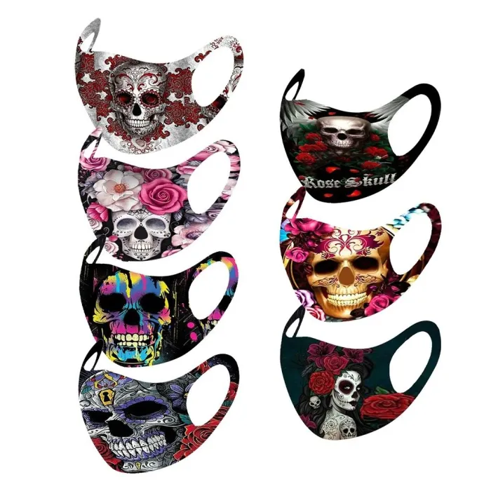 Beschermend gezicht / mondmasker - herbruikbaar - katoen - schedelmotiefMondmaskers