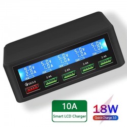 USB - 40W - 3.0 chargeur rapide - Led display - 5-ports borne de recharge