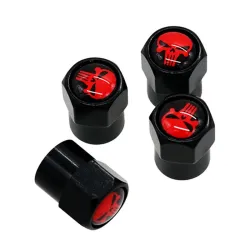 Crâne blanc/rouge - bouchons de valve - 4 pièces