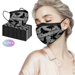 50 stuks - wegwerp antibacteriële gezichts- / mondmaskers - 3-laags - kanten designMondmaskers
