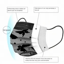 50 stuks - wegwerp antibacteriële gezichts- / mondmaskers - 3-laags - kanten designMondmaskers