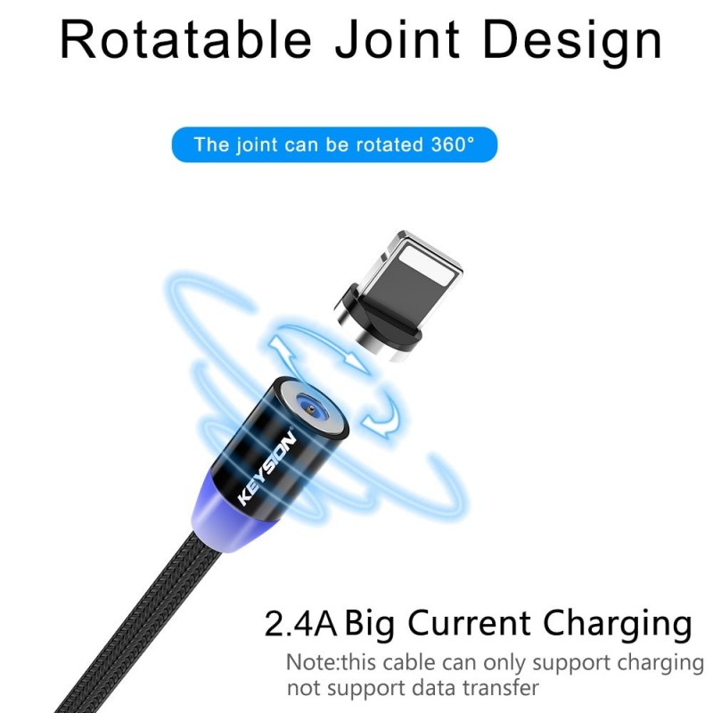Câble USB magnétique LED - Chargement rapide - Type C - Micro USB - iOS