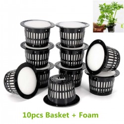 Pot de mailles - panier - pour usine de système hydroponique / pousse de légumes - avec insert de mousse - 10 pièces