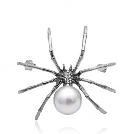Araignée blanche avec perle - broche élégante