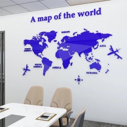3D wereldkaart - acryl muurstickerMuurstickers
