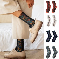 Embroidery Flower Socks - Ethnic StyleDames mode