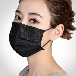Masque protecteur / bouche - jetable - 3 couches - noir - 5 - 500 pièces