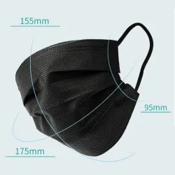 Masque protecteur / bouche - jetable - 3 couches - noir - 5 - 500 pièces