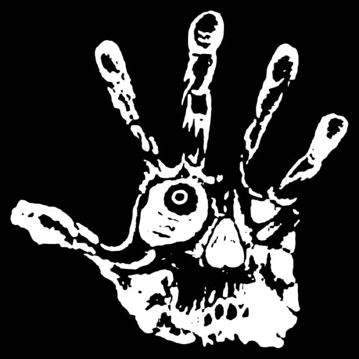 Crâne - doigts - main zombie - autocollant vinyle
