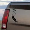 Plume avec des oiseaux volants - autocollant vinyle