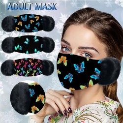 2 in 1 - gezichts / mondmasker met oorkappen - vlinders printMondmaskers