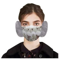 2 in 1 - gezichtsmasker / oorkappen - kanten bloemenprintMondmaskers
