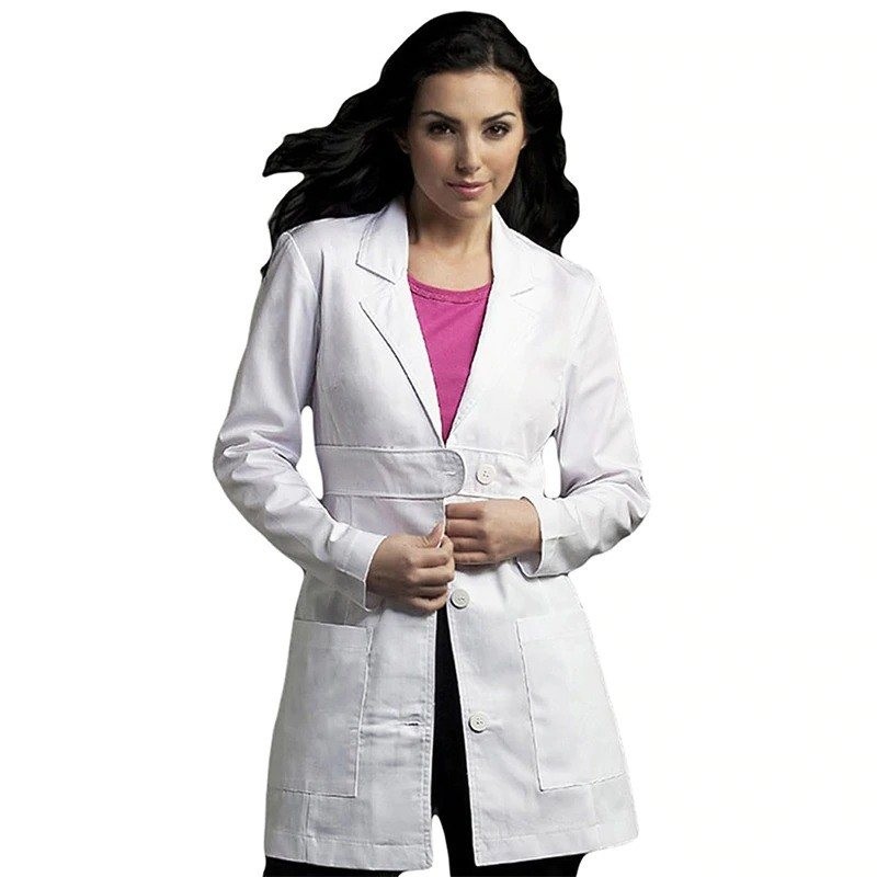 Manteau de travail blanc longue manche - spa / salons de beauté / hôpital