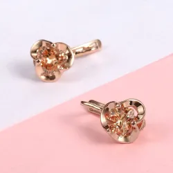 Earrings with flower & yellow crystal - rose goldEarrings