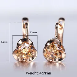 Earrings with flower & yellow crystal - rose goldEarrings