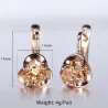Earrings with flower & yellow crystal - rose goldEarrings
