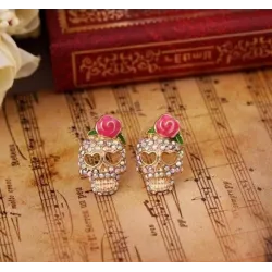 Crystal skull with rose - small earringsEarrings