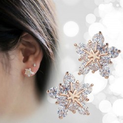 Boucles de neige en cristal - Boucles d'oreilles en or rose