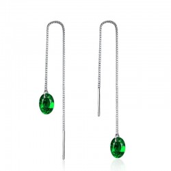 Lange zilveren oorbellen met groene zirkoniaOorbellen