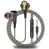 Oordopjes met snoer - oordopjes - hoge bas - dual drive - met microfoon - 3,5 mmOor- & hoofdtelefoons
