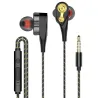 Oordopjes met snoer - oordopjes - hoge bas - dual drive - met microfoon - 3,5 mmOor- & hoofdtelefoons