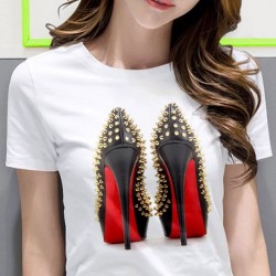Schoenen met hoge hakken - T-shirt met print - korte mouwBlouses & overhemden