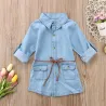 Overhemd met lange mouwen en knopen - mini-denimjurk voor meisjesKinderen