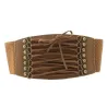 Ceinture rétro - large boucle et cordes - corset en cuir élastique