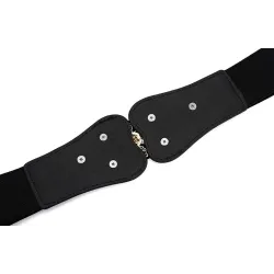 Modieuze elastische brede riem - gesp met embleem van bladerenRiemen