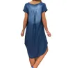 Robe denim à manches courtes - V-neck - design souple