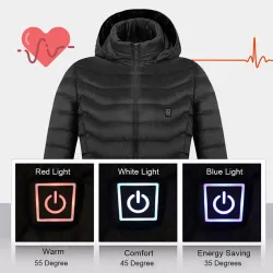 Veste chauffée USB avec capuche / fermeture éclair - en coton - unisexe