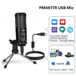 AU-PM461TR - condenseur de microphone USB - enregistrement - enseignement en ligne - réunions - streaming en direct - jeu - avec