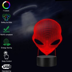 3D alien's hoofd - aanraakbediening - RGB - LED - USB - nachtlampVerlichting