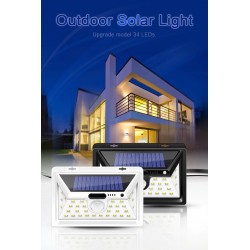 LED lamp op zonne-energie - buiten - bewegingssensor - muur - waterdicht - 34 ledsSolar verlichting