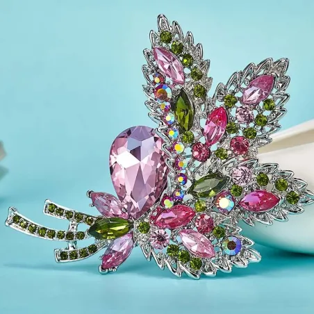 Bouquet de fleurs en cristal - broche